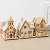 Светодиодные Деревянные Рождественские Домики Деревня Украшения Неокрашенное Дерево Рождественский Домик DIY Украшения Рождественские Настольные Композиции