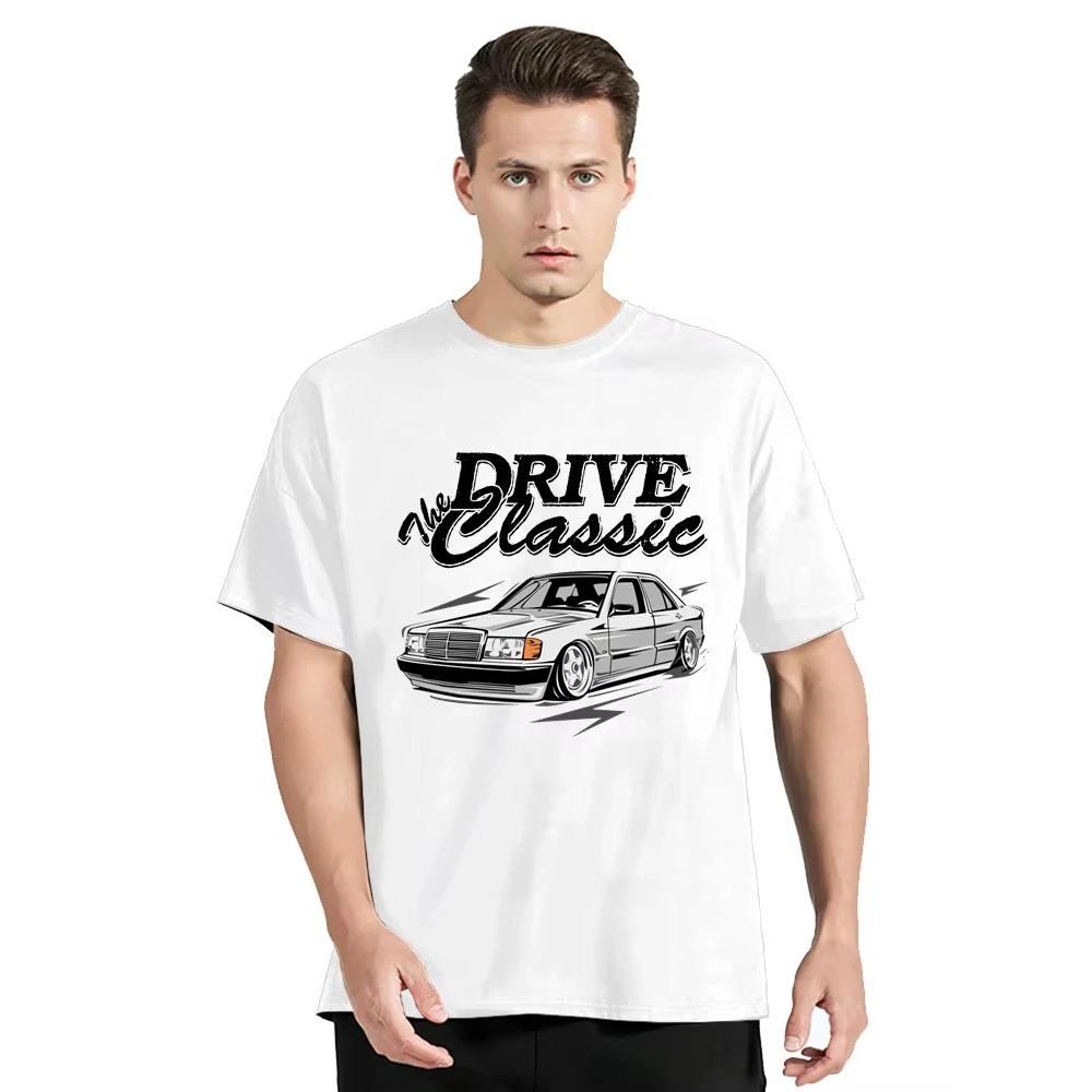 Потрясающая футболка W201 Drive The Classic Car 190E с графическим принтом винтажных автомобилей, футболки, мужская одежда, хлопковая футболка, повседневная футболка