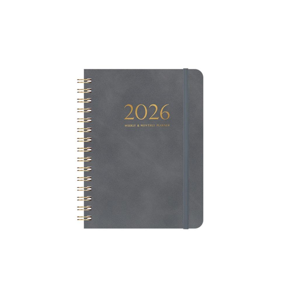PU Leather Cover 2026 Weekly Monthly Planner Calendar Daily Notebook  Record