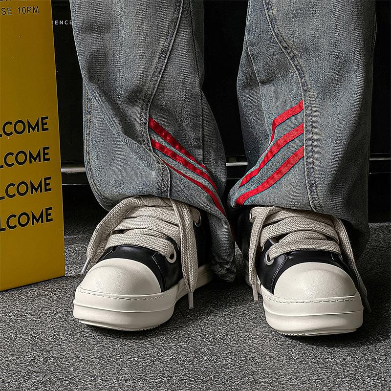 Туфли мужские на толстой подошве низкие туфли на шнуровке корейская версия повседневные кожаные туфли студенческие пары одиночные туфли прилив 6261-M