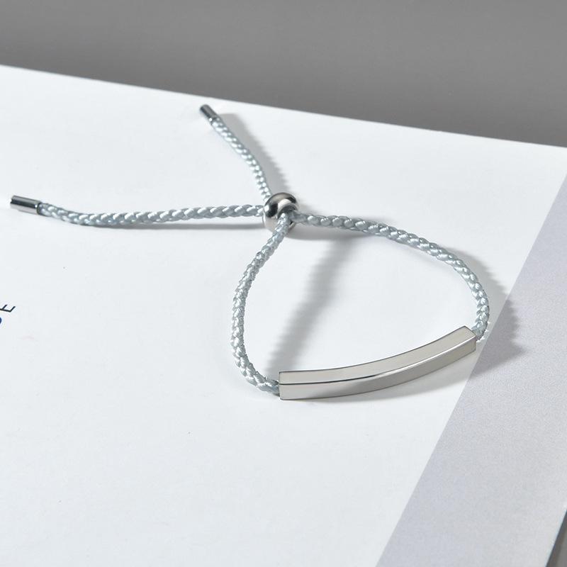 Korean Style Engraved Stainless Steel Rope Bracelet - Trendy Adjustable Niche Design for Couples