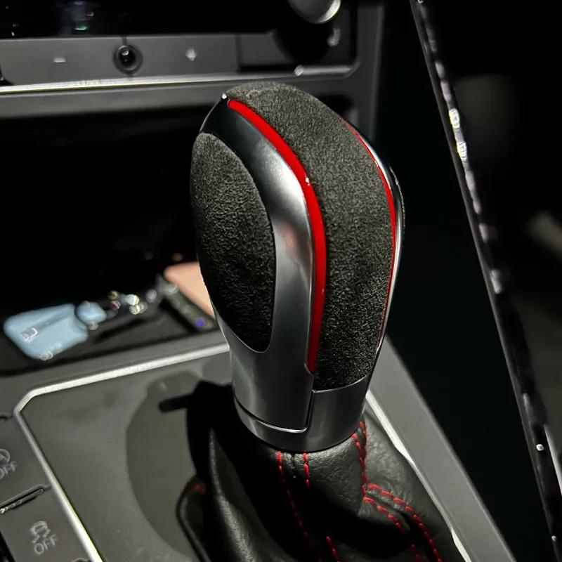 DSG Gear Lever Chrome with Suede Leather Shift Knob Gear Red Side Cover for VW Golf 6 7 R GTI Passat B7 B8 CC R20 Jetta MK6 GLI