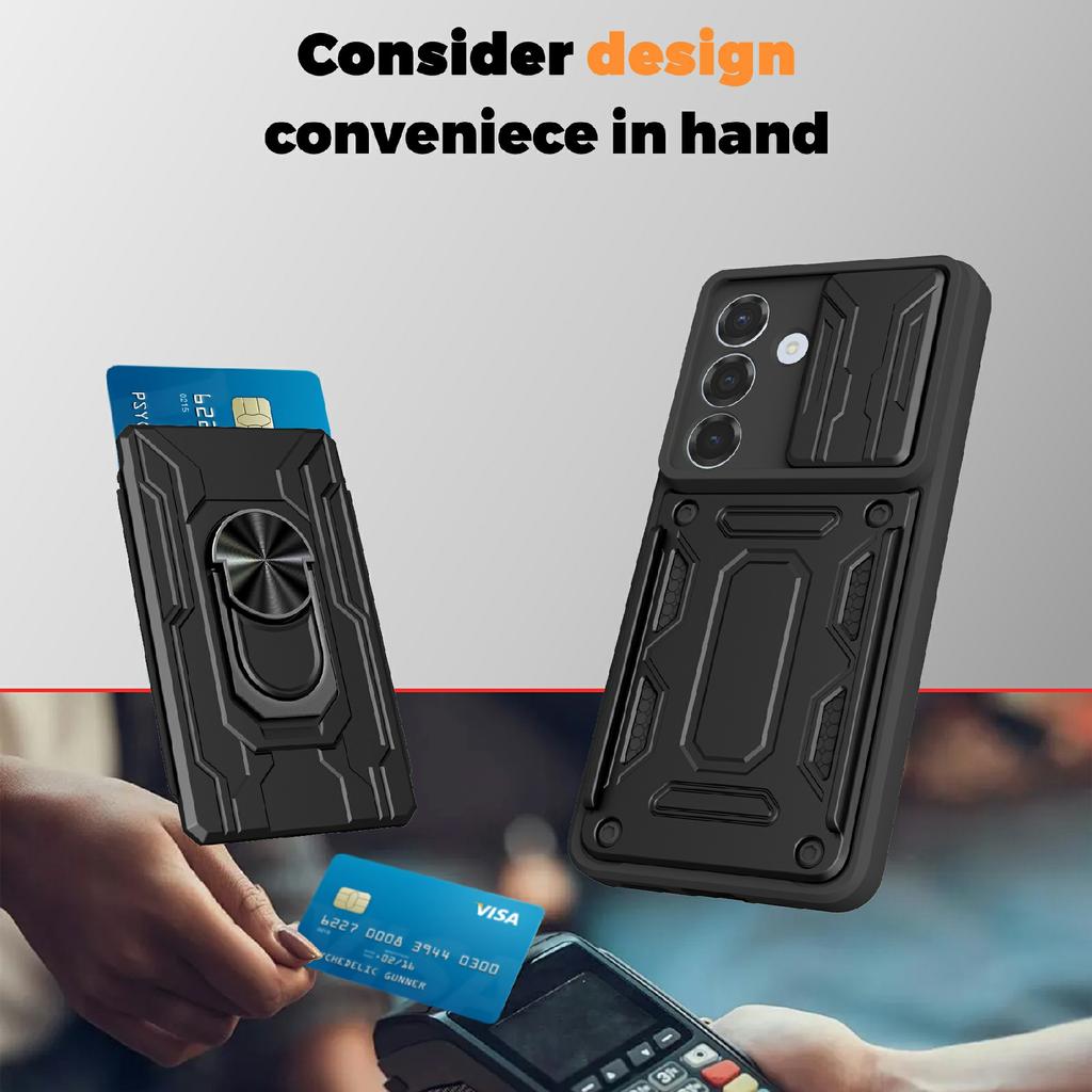 For Samsung Galaxy A57 5G Case PC + TPU Kickstand Phone Back Cover with Camera Slider