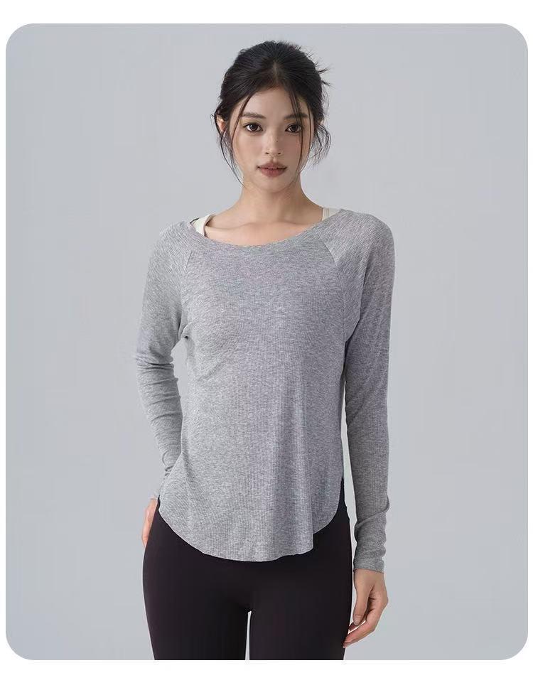 Женский ребристый топ для йоги с длинным рукавом - Коллекция Осень/Зима, Облегающий крой, Ощущение второй кожи, Идеально подходит для пилатеса и спортивной одежды для улицы
