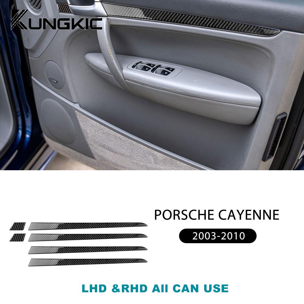 KUNGKIC Настоящая Мягкая Накладка на Дверь из Углеродного Волокна для Porsche Cayenne 2003 2004 2005 2006-2010 Отделка Салона Автомобильные Аксессуары