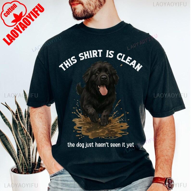 Футболка Ньюфаундленд Смешная футболка с собакой Подарок для любителя питомцев Собачий юмор День матери День отца Унисекс футболка Винтажная футболка Хлопковые футболки