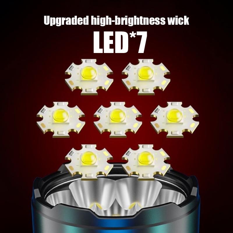 Powerful Flashlight With 7 Lamp Beads Super Tactical Light With COB Side Light Camping Lantern Rechargeable Led Flashlight Torch