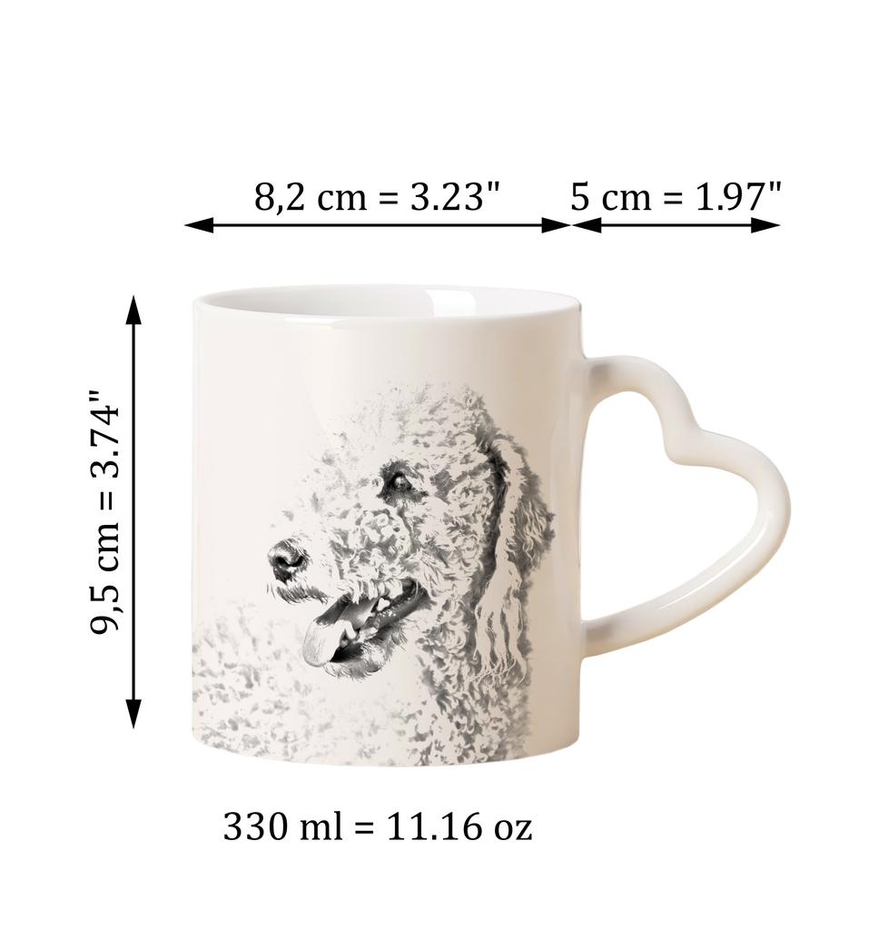 Bedlington Terrier, Rothbury Terrier, Rodbery Terrier - cup with a dog, adorable cup with a heart-shaped handle, universal gift from the Art-Dog brand