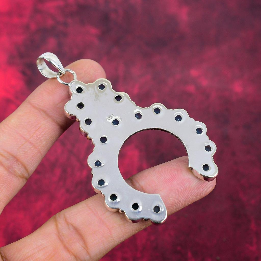 Ожерелье с подвеской ручной работы из синего халцедона, замечательная подвеска из цельного серебра 925 пробы, ювелирные изделия из драгоценного камня халцедона категории AAA+