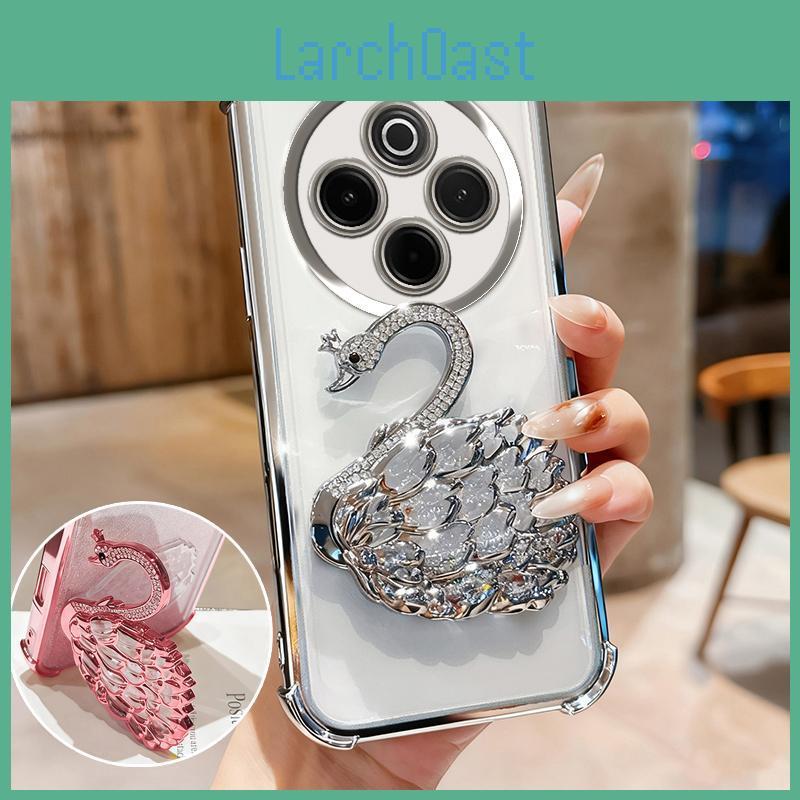 Phone Case Plating Shockproof Keysion For Iqoo Z10 5g Clear Tpu Glitter Jewelled Swan Kickstand Back Cover For Vivo Iqoo Z10 5g