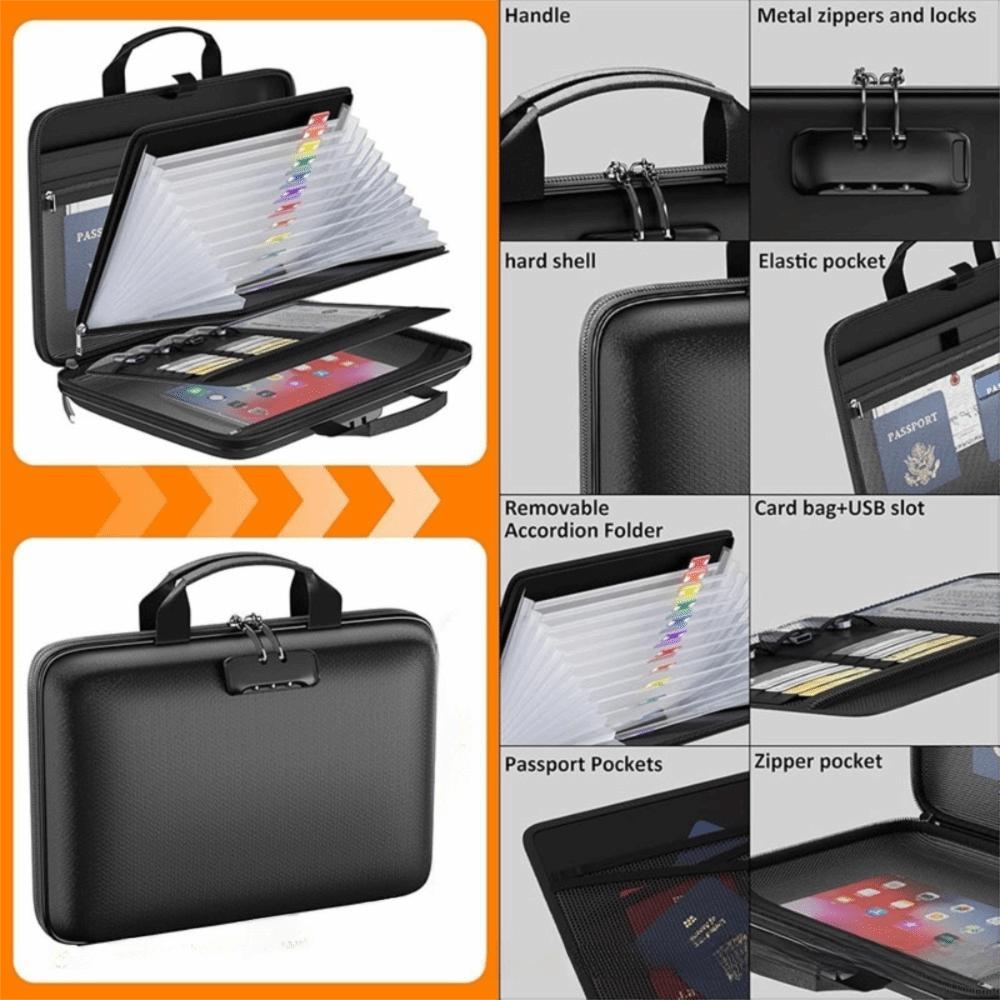 with Pocket Fireproof Document Box Waterproof Accordion File Folder  Card