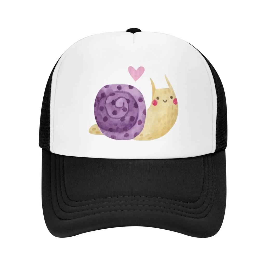Mesh Dad Hat Adjustable Washed Snail Watercolor Baseball Dad Cap Funny Distressed Ball Trucker Caps for Women Unisex Unisex