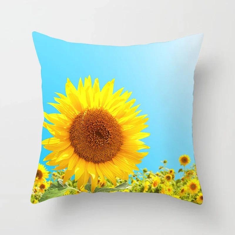 Office Living Room Home Pillowcase Sunflower Print Pattern Pillowcase Car Ornaments