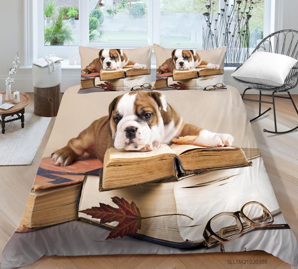Новая мода Пододеяльник для домашних животных с подушкой для постельного белья Домашний текстиль Модная картина для собак Постельный костюм Высококачественное постельное белье Unqiue Design Пододеяльник
