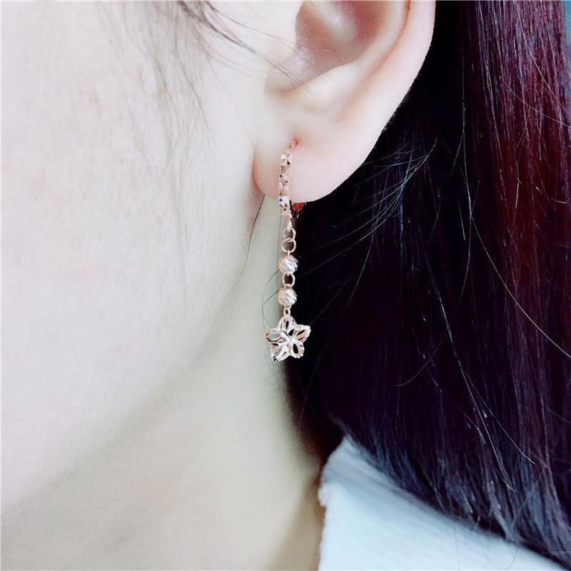 Color Gold Purple Gold Hollow Five-Pointed Star Earrings Women'S Simple Fresh Rose Gold Earrings
