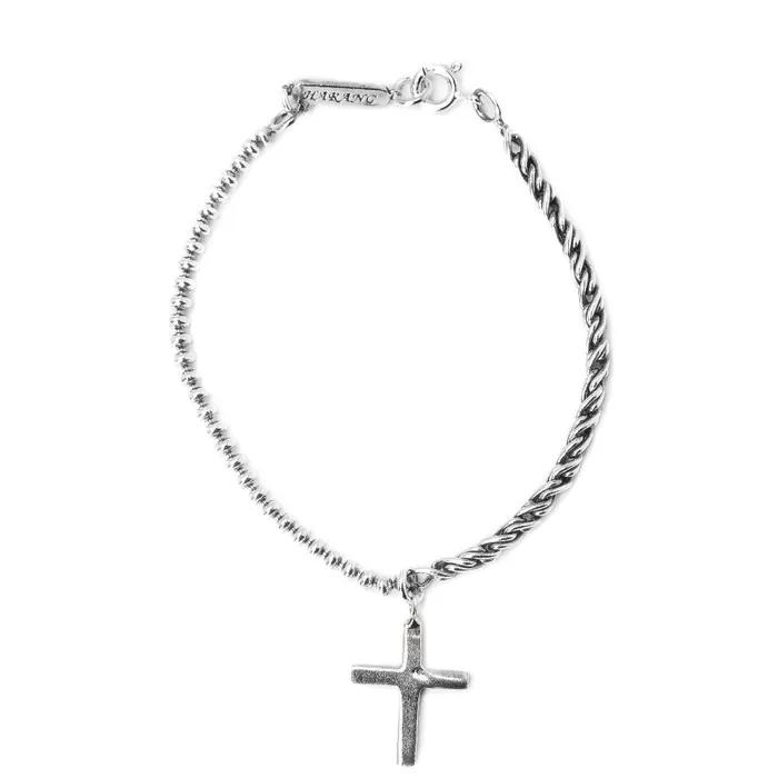 HR 112B_Cross Half & Half Chain Bracelet (Silver 925)