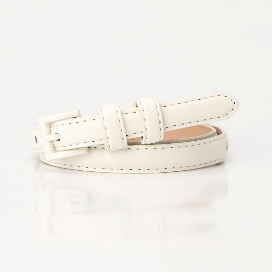 Women Thin Pants Belt Solid Color Faux Leather Waistband Adjustable Length Multi Holes Design Jeans Belt