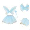 3 Pieces Fairy Wings Tutu Skirt and Stick Set for Girls Holidays Princess Cosplay