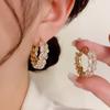 Korean Style Temperament Niche Design Zircon Wheat Ear Hoop Earrings Women Light Luxury Fashion Exquisite High-end Atmospheric Earrings