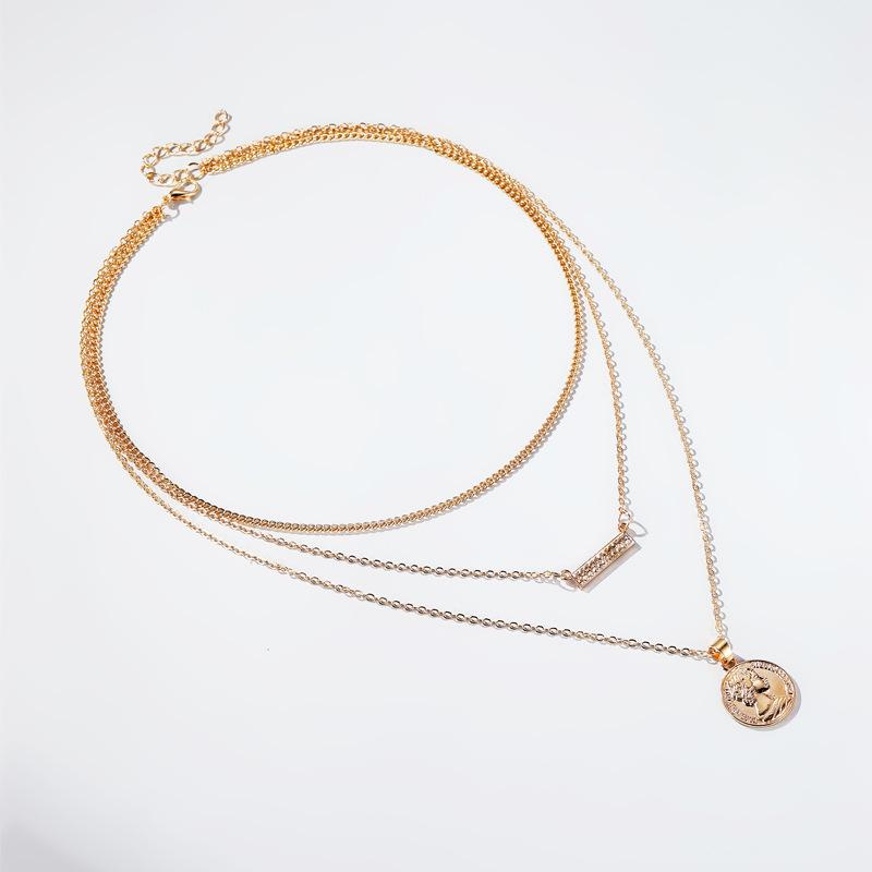 Многослойное ожерелье в стиле ретро, ​​ожерелье с изображением диска, кулон с геометрическим Иисусом, цепочка из сплава, цепочка на ключицы, цепочка для свитера, подходящие ювелирные изделия