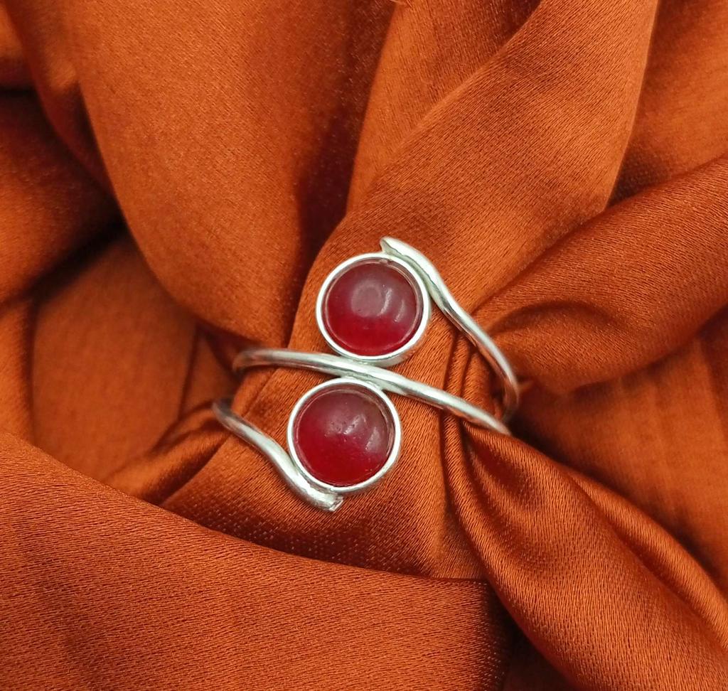 Кольцо ручной работы с розовым рубином и драгоценным камнем из стерлингового серебра 925 пробы NST-J2H26235