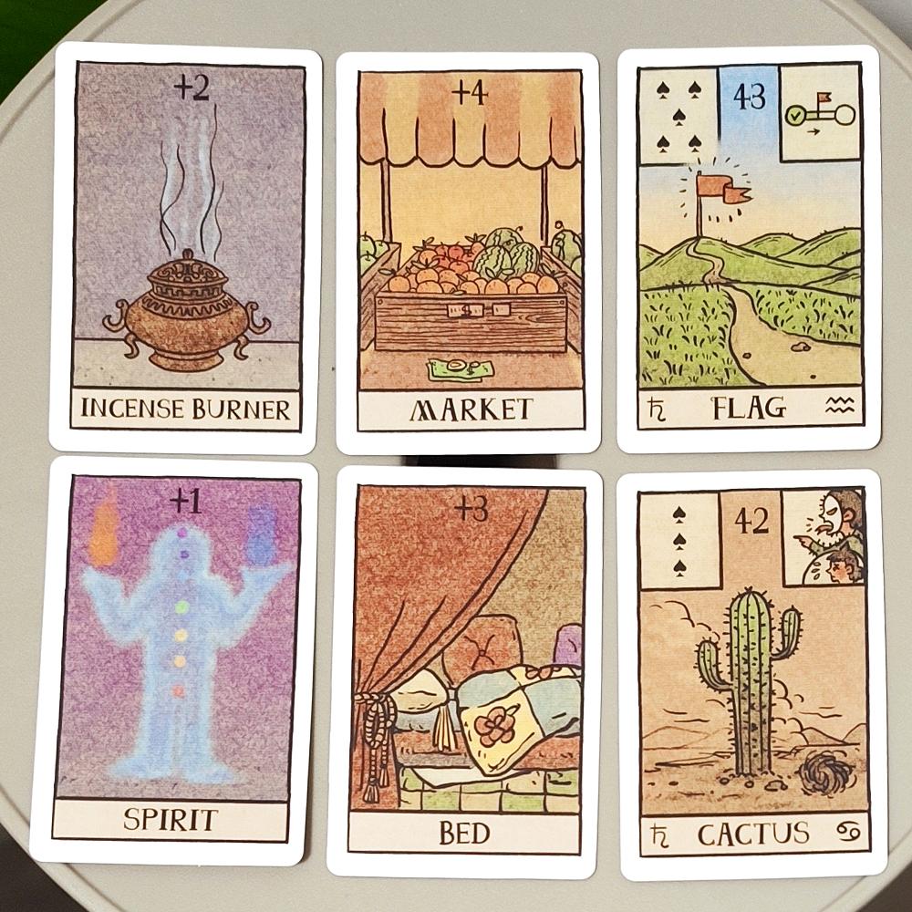 9*6см Око Акаши Ленорман: Набор для гадания из 61 карты (36 Традиционных + 12 Новых + 13 Дополнительных) Современные иллюстрированные оракульные карты