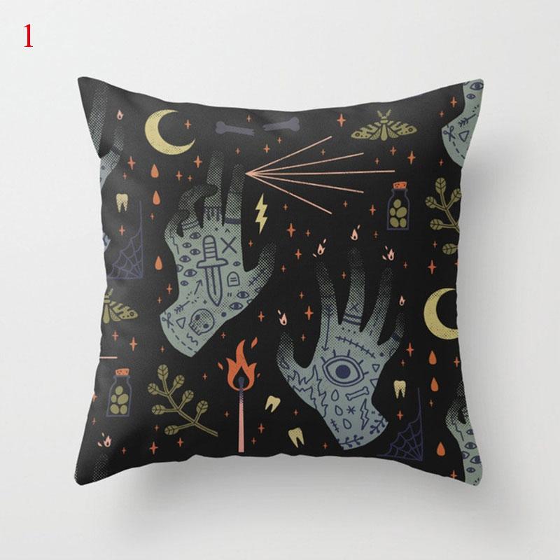 Halloween Skull Bat Pumpkin Print Cushion Cover Home Living Room Sofa Car Decoration Pillow 45 * 45Cm