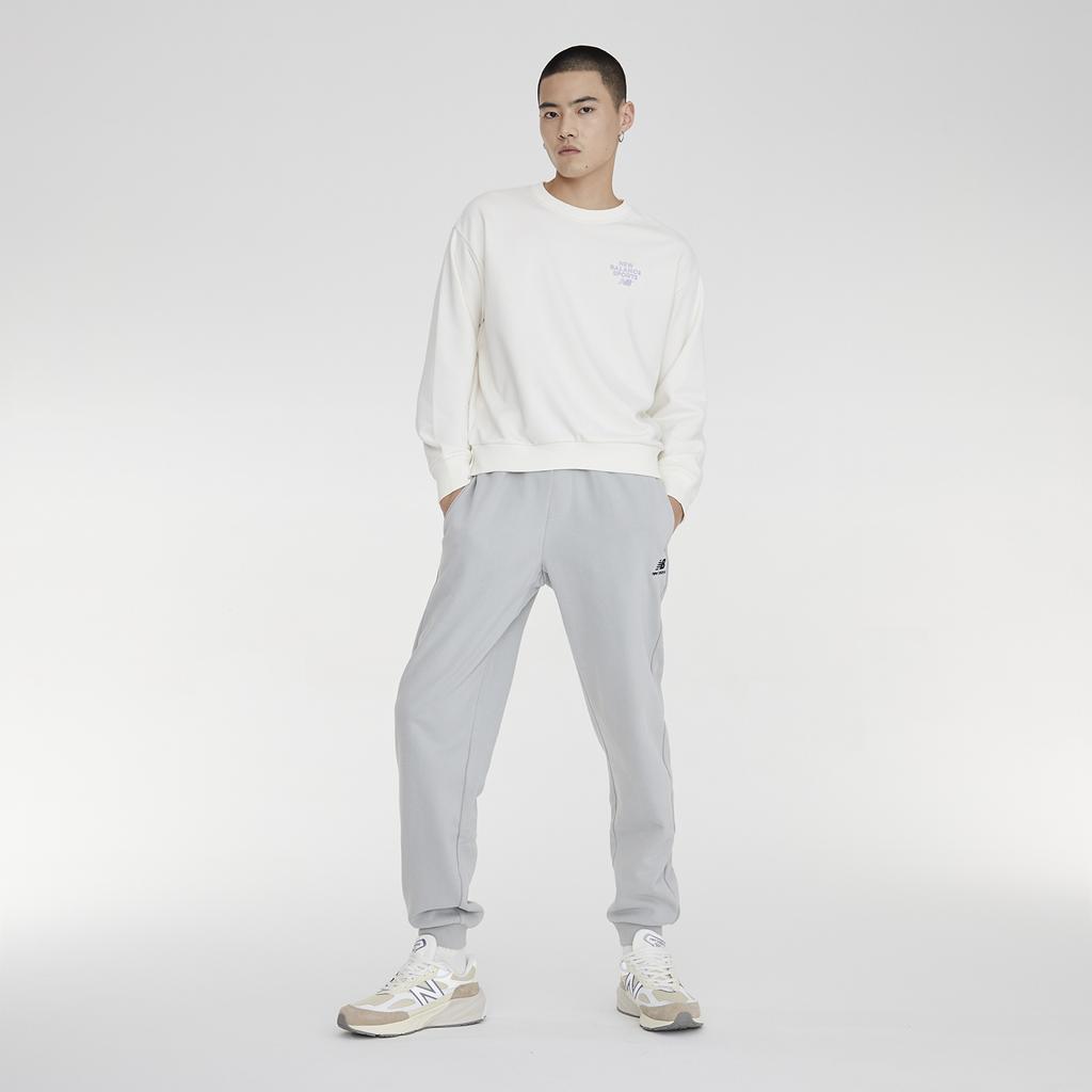 New Balance Свитшот с принтом логотипа Азиатский размер 'Белый Фиолетовый' Унисекс 5CD12152-IV