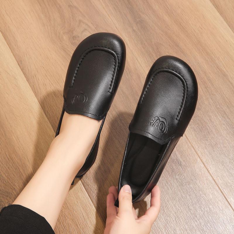 Новые кожаные туфли для мам с одной ногой удобные мягкие подошвы для женщин среднего возраста плоские нескользящие туфли для женщин пожилого возраста весна и осень