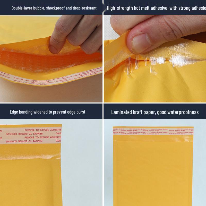 Thick Self-Adhesive Yellow Kraft Bubble Envelope - Shockproof Foam Packaging Bag