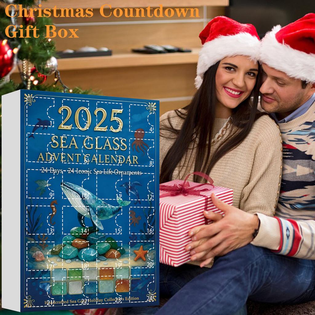 Christmas Countdown Calendar With Marine Animal Acrylic Ornaments For Holiday Decor