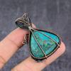 Тибетская бирюза Ручная работа Медная проволока Обернутый Ювелирный кулон 2,09" R8A23