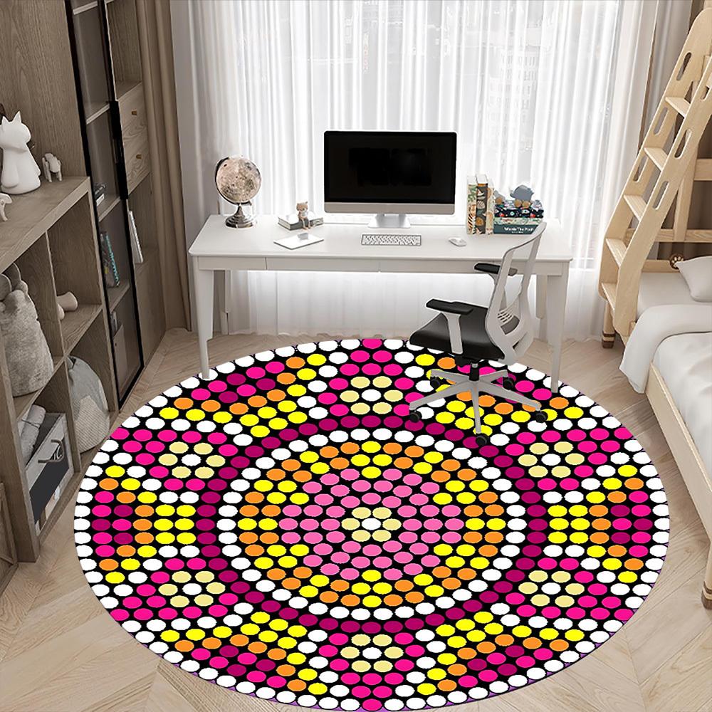 1pc Circle Pattern Dots Chair Carpet for Office - Indoor Non-Slip Washable Polyester Fiber Carpet, Soft Comfortable Mat For Office yy250928061