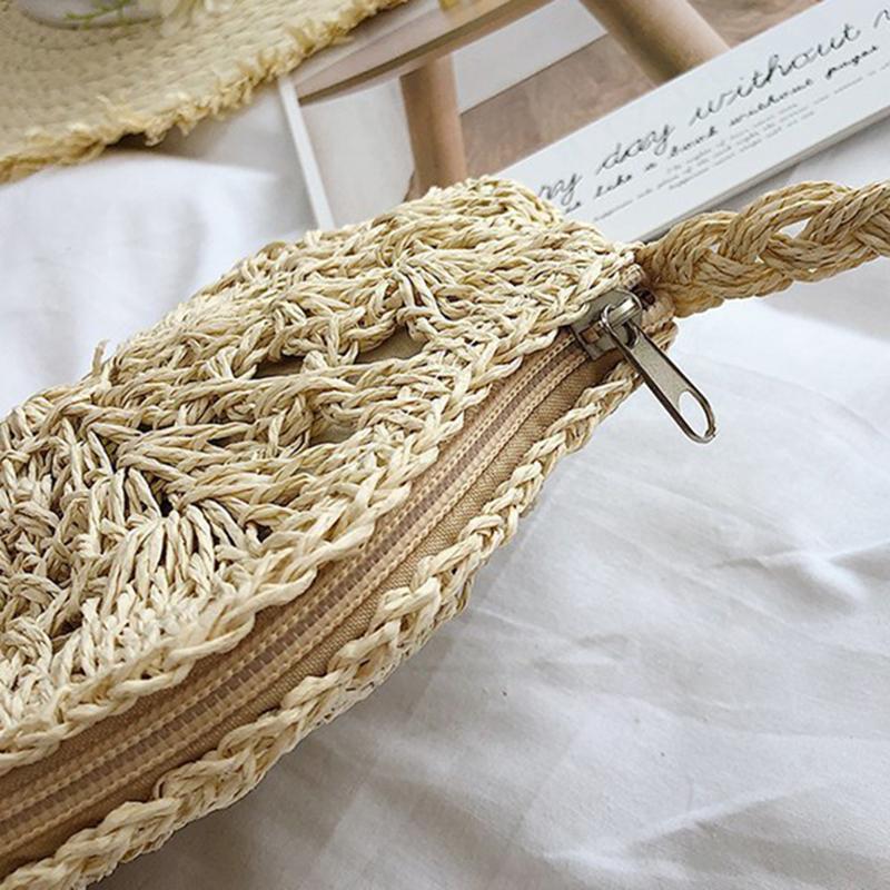 Модные круглые соломенные сумки через плечо для женщин, тканая дорожная пляжная сумка из ротанга ручной работы