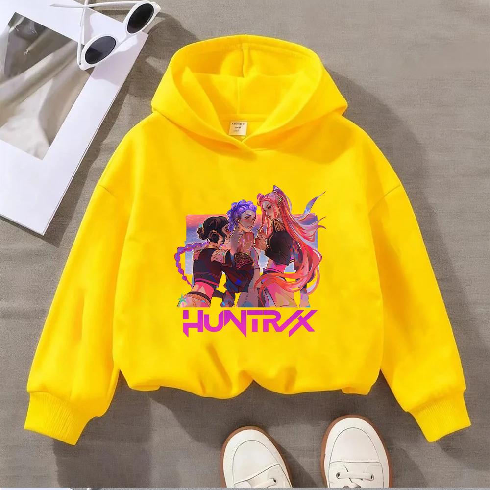 Детский графический свитшот HUNTRX, красочный дизайн персонажей, повседневный пуловер для мальчиков, девочек, молодежный модный топ