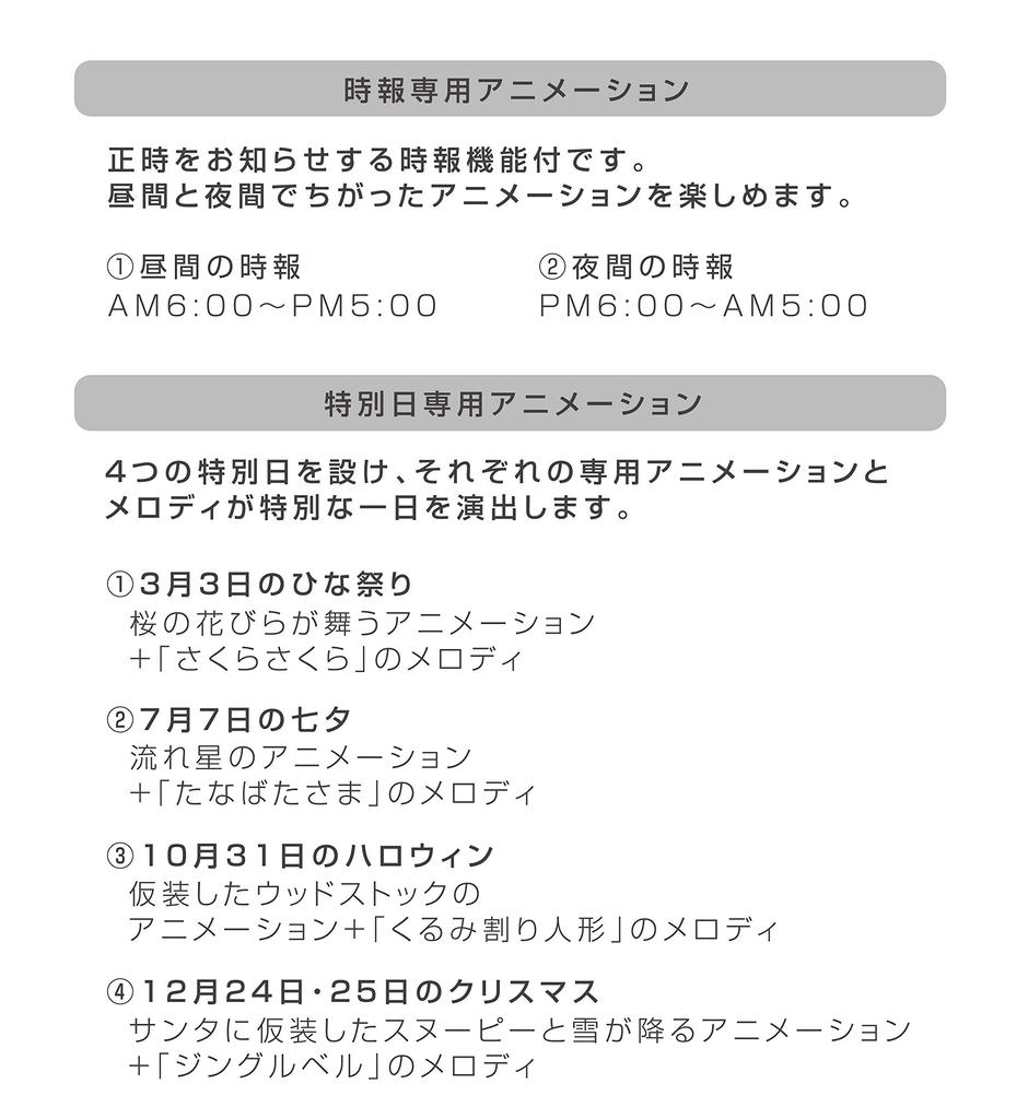 RHYTHM Snoopy Alarm Clock Funny Action Digital Clock with Calendar White 8RDA79MS03 10x16.2x4.5cm