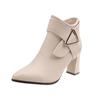 Ankle Boots for Women Spring Autumn Pointed Toe Thick High Heeled Female Short Boots Casual Belt Buckle Back Zipper Botas Mujer