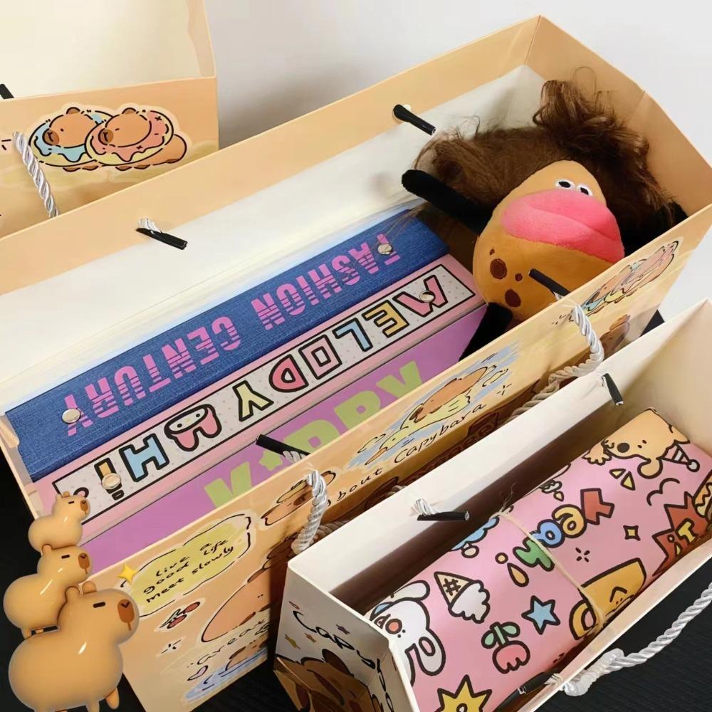 Креативная сумка-капибара большой вместимости, мультяшные бумажные пакеты, складные сумки для хранения