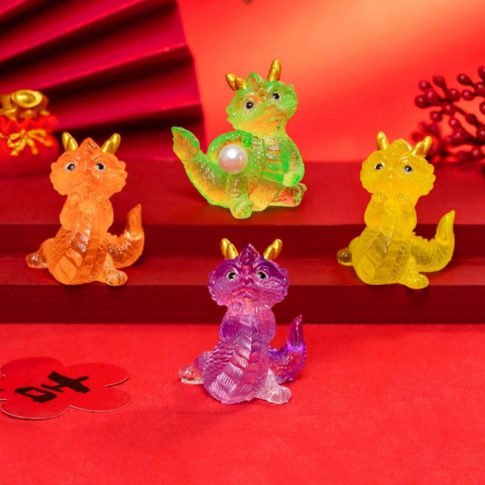 Small Transparent Resin Dragon Ornaments Chinese Zodiac Auspicious Dragons Children