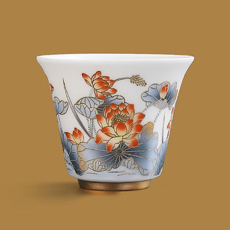 Chaxun Dehua White Porcelain Lotus Gaiwan