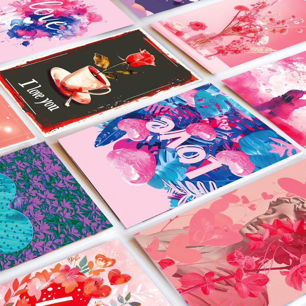 50 декоративных настенных открыток на тему Дня святого Валентина из серии «Розовая любовь»