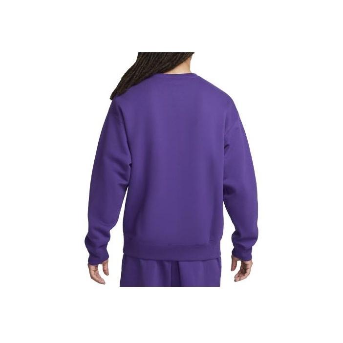Nike Solo Swoosh Solid Logo Рифленый круглый вырез Свободная спортивная толстовка Мужская толстовка Фиолетовый DX1361-504