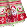 Kids Girls Cartoon Santa Claus Christmas Tree Elk Print Ruffle Sleevess New Year Dress