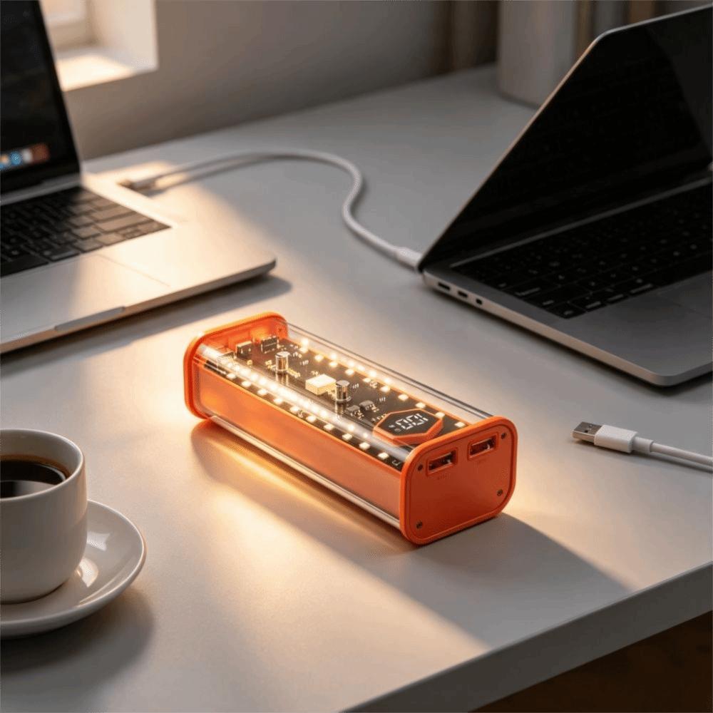 Transparent Power Bank Case 4* 21700 Battery Storage Box External Battery Pack Travel Use