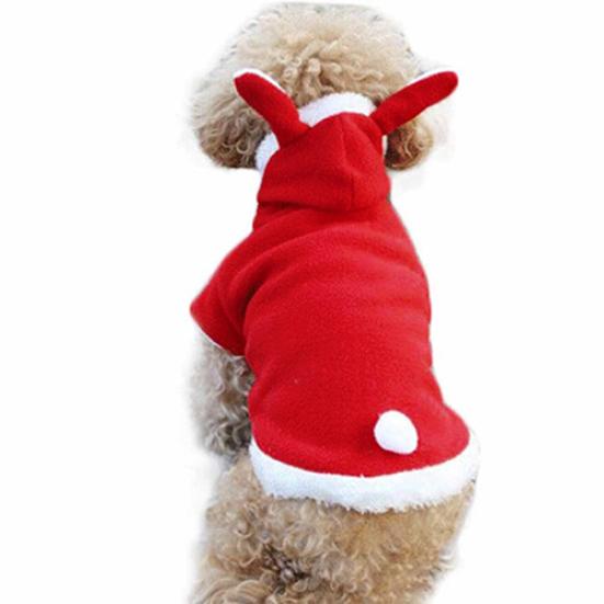 Мягкая флисовая куртка с ушками кролика на капюшоне для домашних питомцев