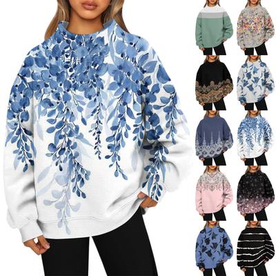 Женский свитшот с воротником-стойкой, осенний, удобный, оверсайз, нарядный пуловер, свитшоты без капюшона, уютные топы с высоким воротником