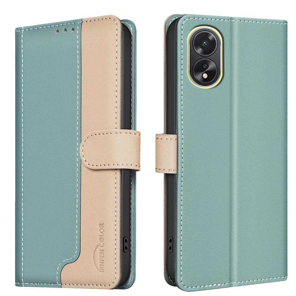 For Oppo A18 4G/A38 4G Leather Case Stand RFID Blocking Card Slots