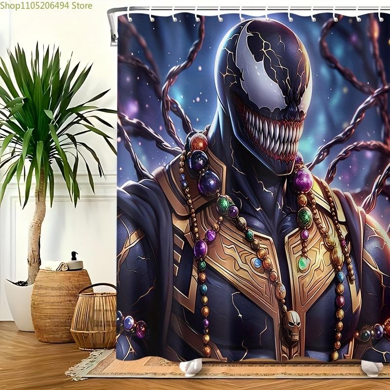 [Официальный] 1 шт. Занавеска для душа с рисунком Marvel Venom, Блокирующая свет, Отличный подарок на новоселье, Современный декор для дома, Декор для ванной