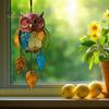 Owl Pendant Outdoor Hanging Decoration Realistic Looking Simple Installation Colorful Handmade Stained Owl Ornament