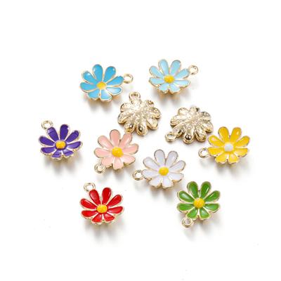 10 шт. Цветные сплавные подвески-ромашки с эмалью, цветочные растения, подвески для DIY браслетов, ожерелий, сережек, аксессуары для изготовления ювелирных изделий